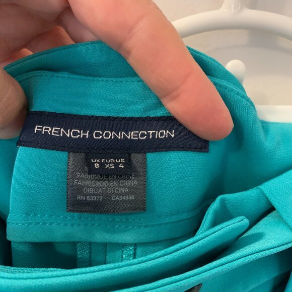 Teal wide leg dressy pants with belt and pockets! French Connection size 4 - Picture 5 of 8